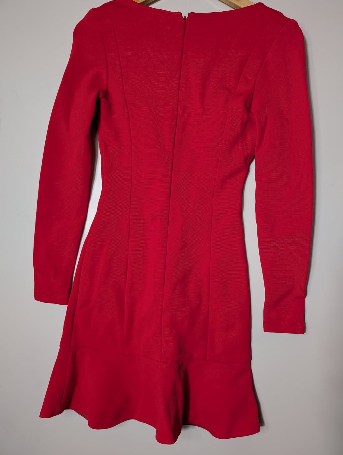 Kookai Long Sleeve V-Neck Mini Dress Red Size 34 — photo 5 of 7