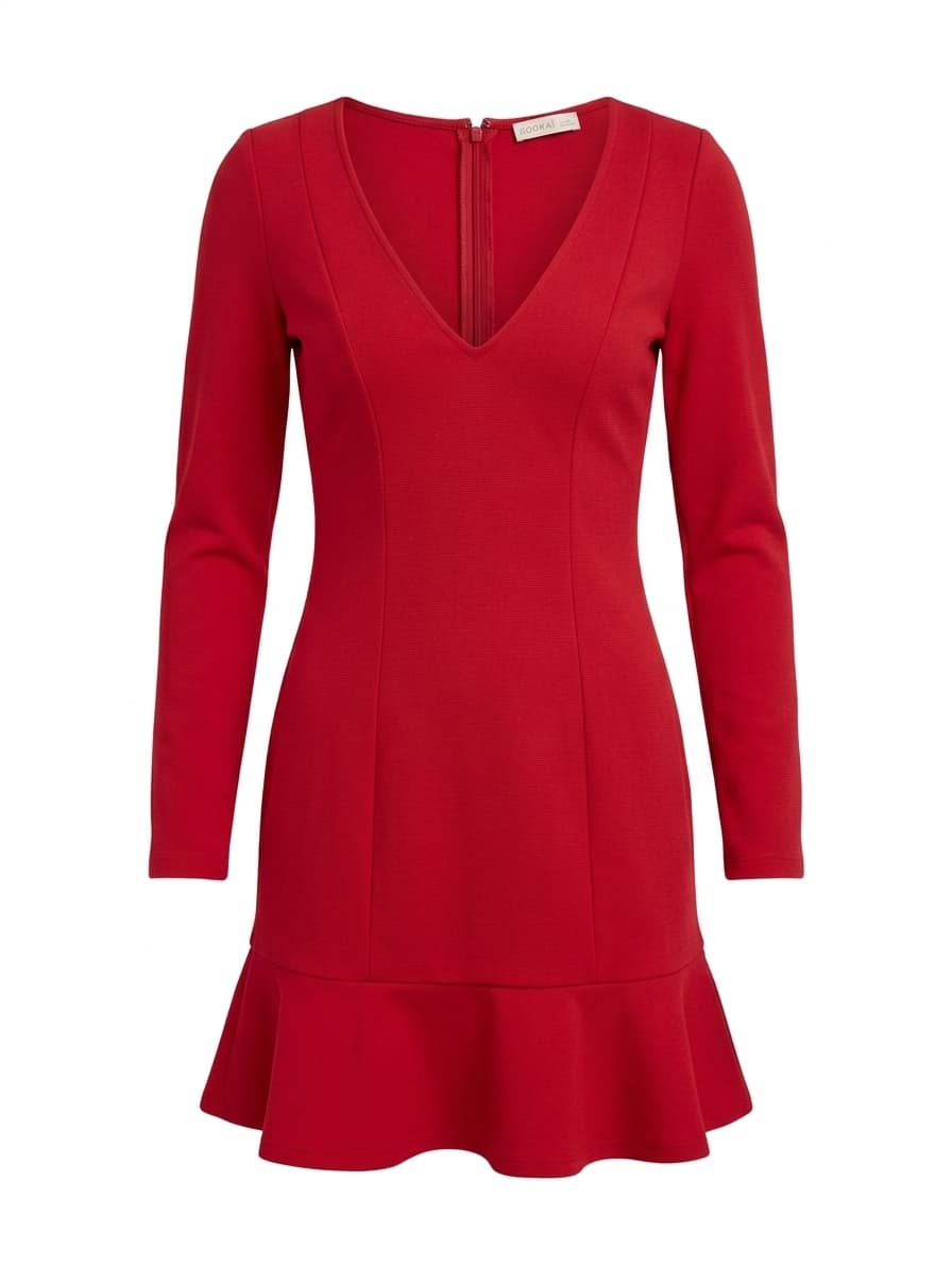 Kookai Long Sleeve V-Neck Mini Dress Red Size 34 — photo 1 of 7