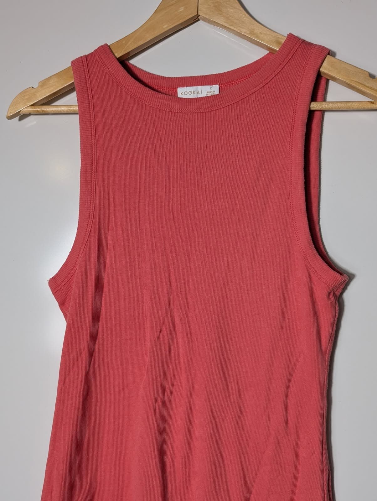 Kookai Ribbed Tank Top Coral Pink Size 2 — photo 3 of 8