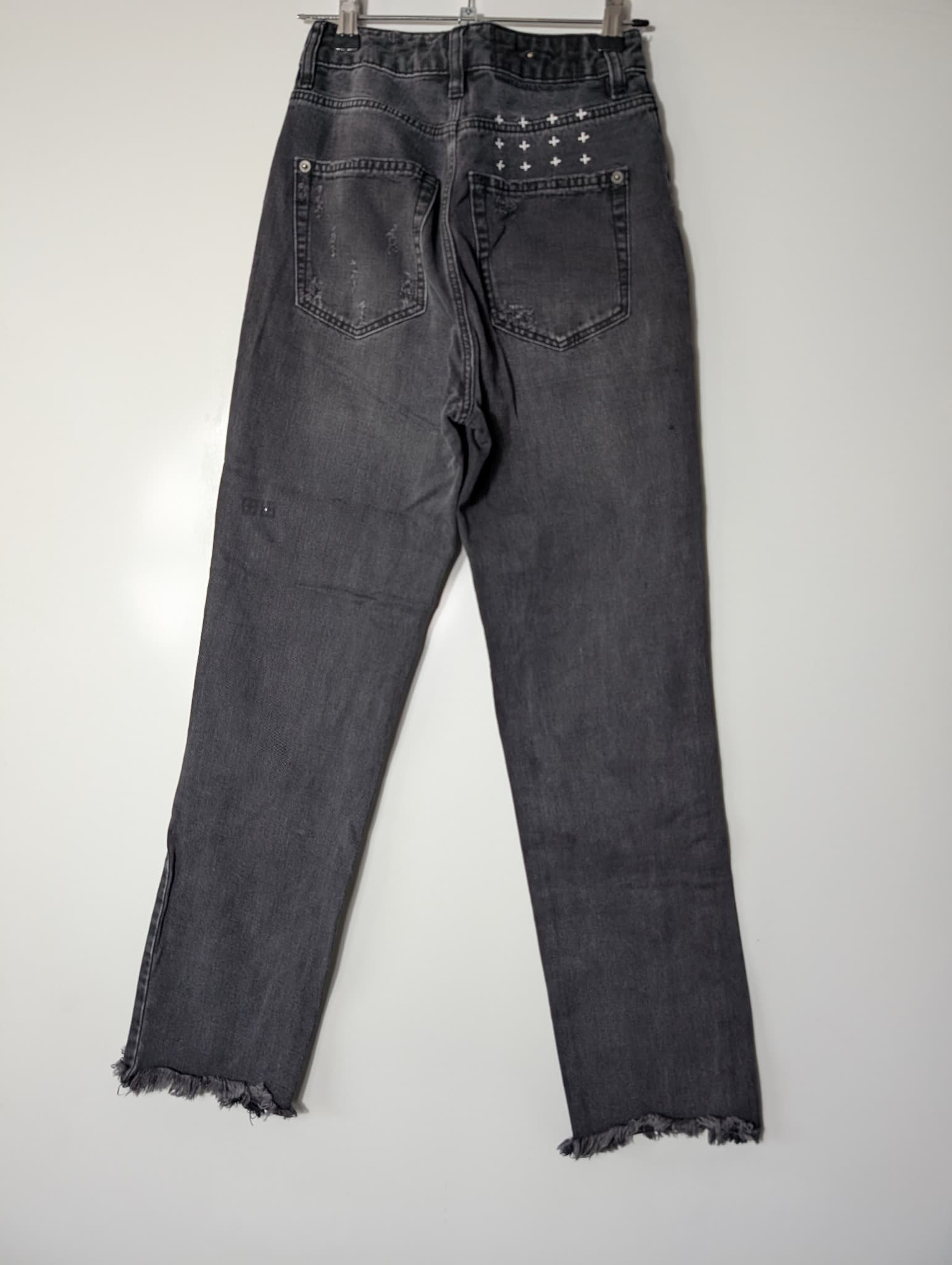 Ksubi High-Rise Denim Jeans Washed Black Raw Hem Size 23 — photo 4 of 9