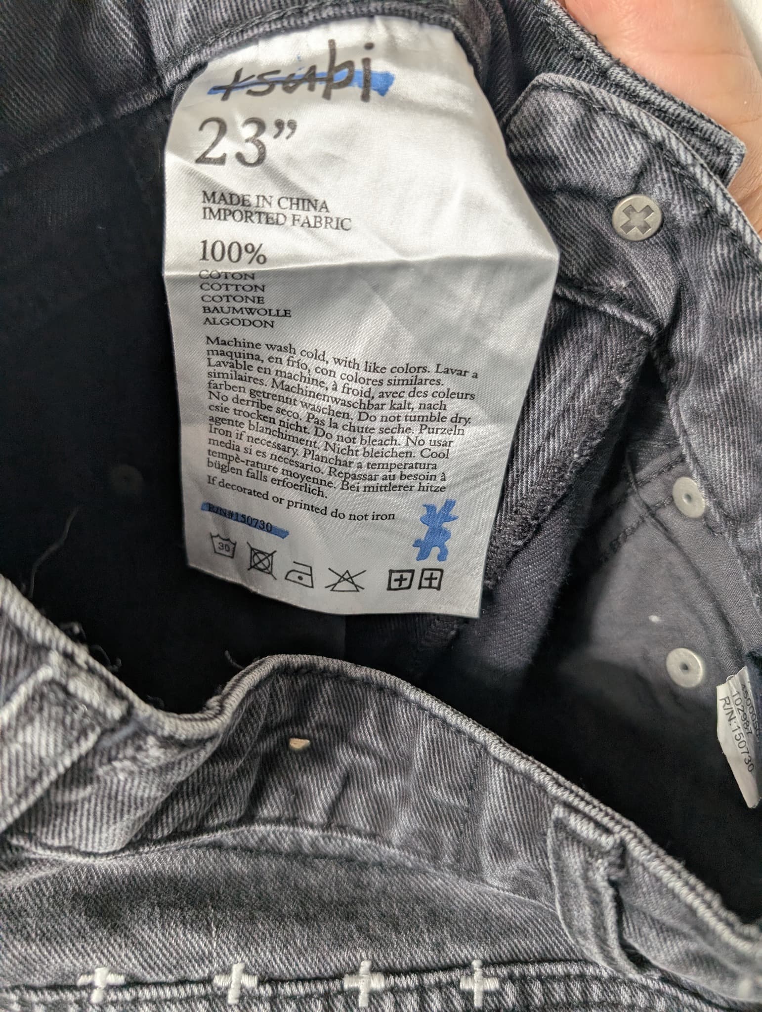 Ksubi High-Rise Denim Jeans Washed Black Raw Hem Size 23 — photo 7 of 9