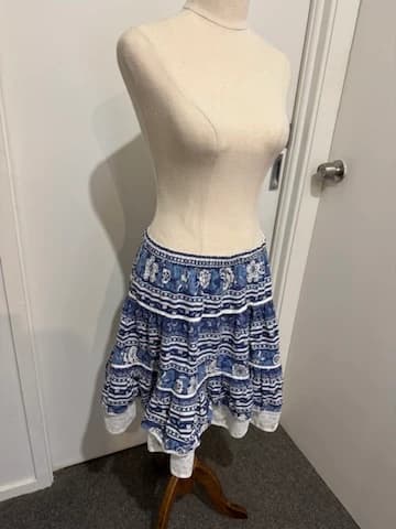 L and J Creation Provence Blue Floral Tiered Skirt — photo 6 of 7