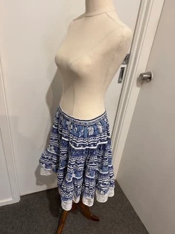 L and J Creation Provence Blue Floral Tiered Skirt — photo 4 of 7