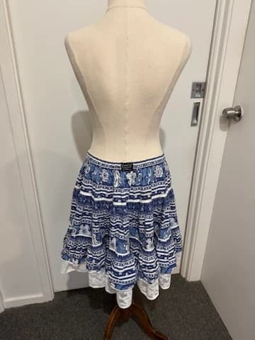 L and J Creation Provence Blue Floral Tiered Skirt — photo 3 of 7