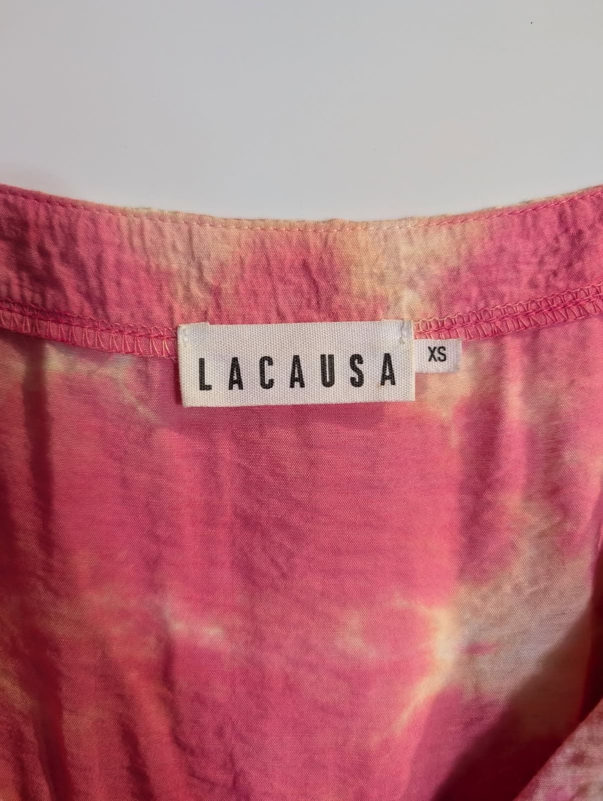 LACAUSA Tie-Dye Spaghetti Strap Midi Dress Pink and Yellow Size XS — photo 3 of 6