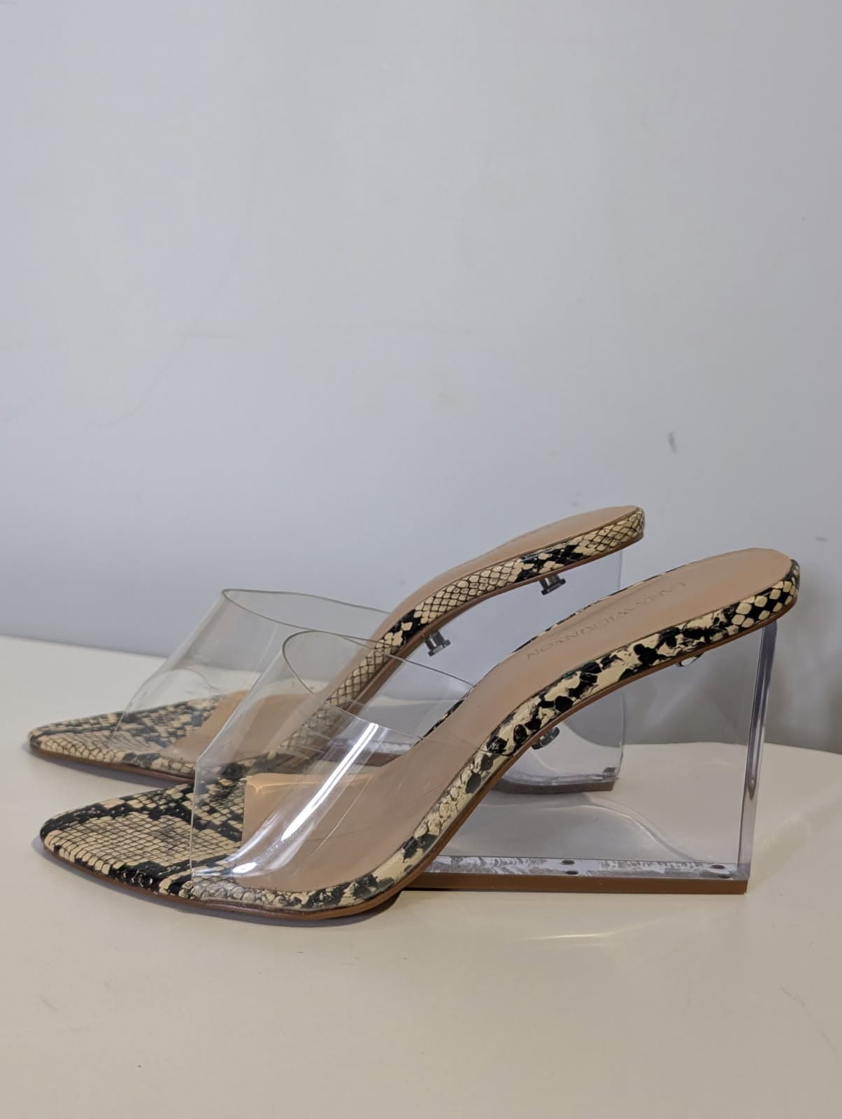 Lana Wilkinson Snakeskin Print Clear Strap Mules — photo 3 of 6