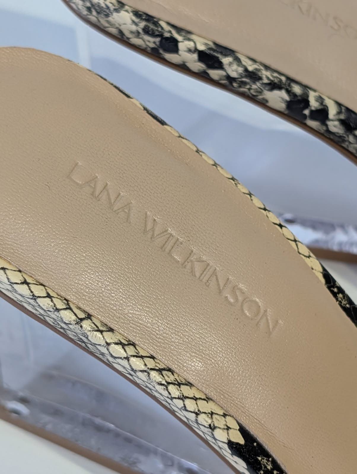 Lana Wilkinson Snakeskin Print Clear Strap Mules — photo 6 of 6