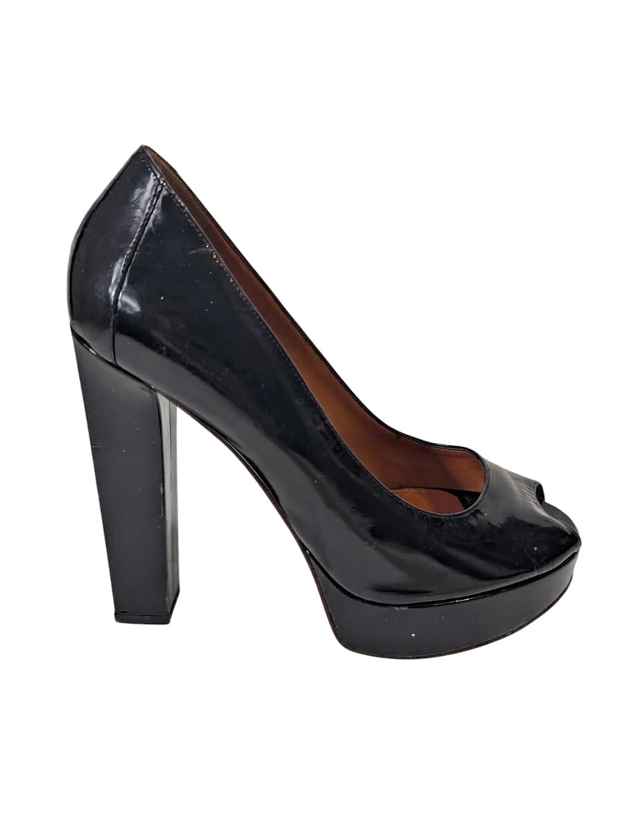 Lanvin Black Patent Leather Peep Toe Platform Pumps — photo 1 of 8