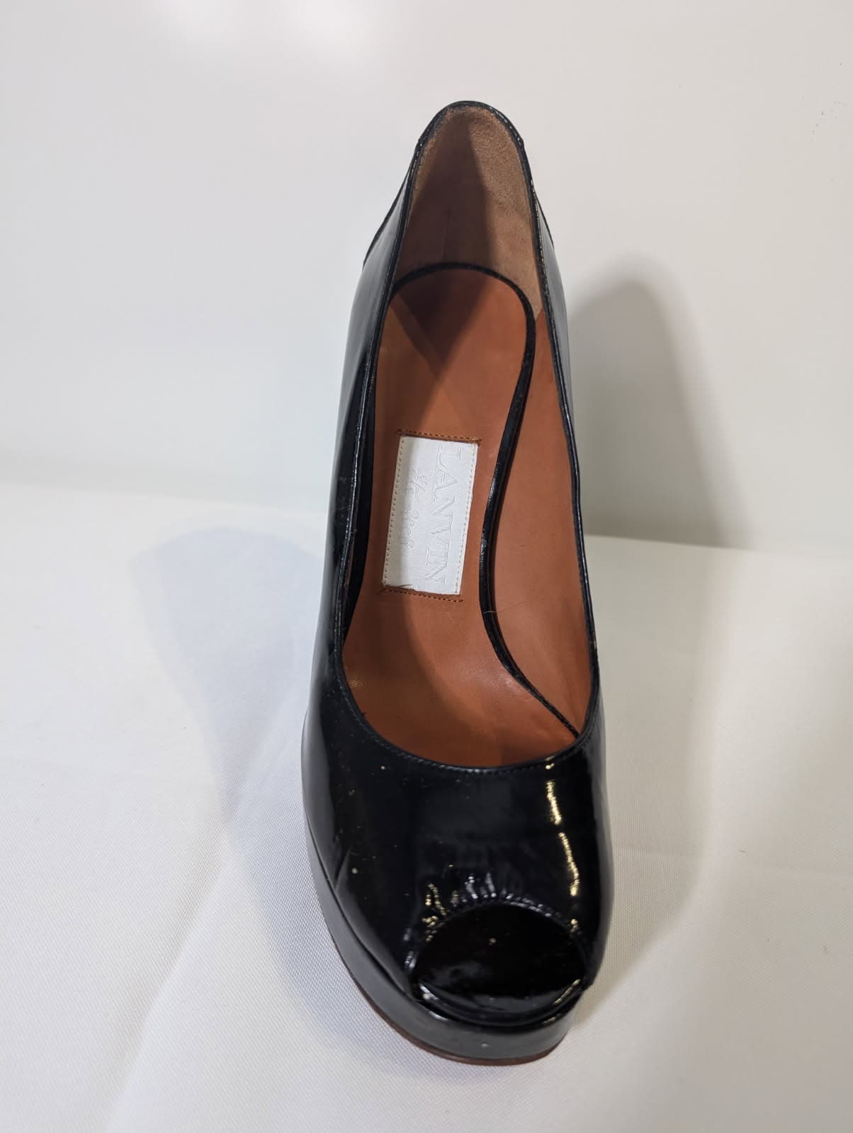 Lanvin Black Patent Leather Peep Toe Platform Pumps — photo 5 of 8