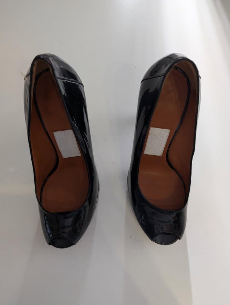 Lanvin Patent Leather Platform Peep Toe Pumps - Black Size 39 — photo 5 of 7