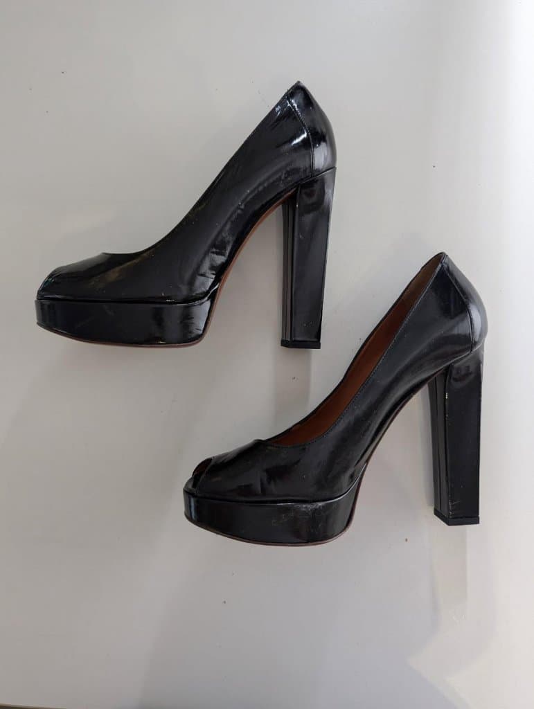 Lanvin Patent Leather Platform Peep Toe Pumps - Black Size 39 — photo 3 of 7