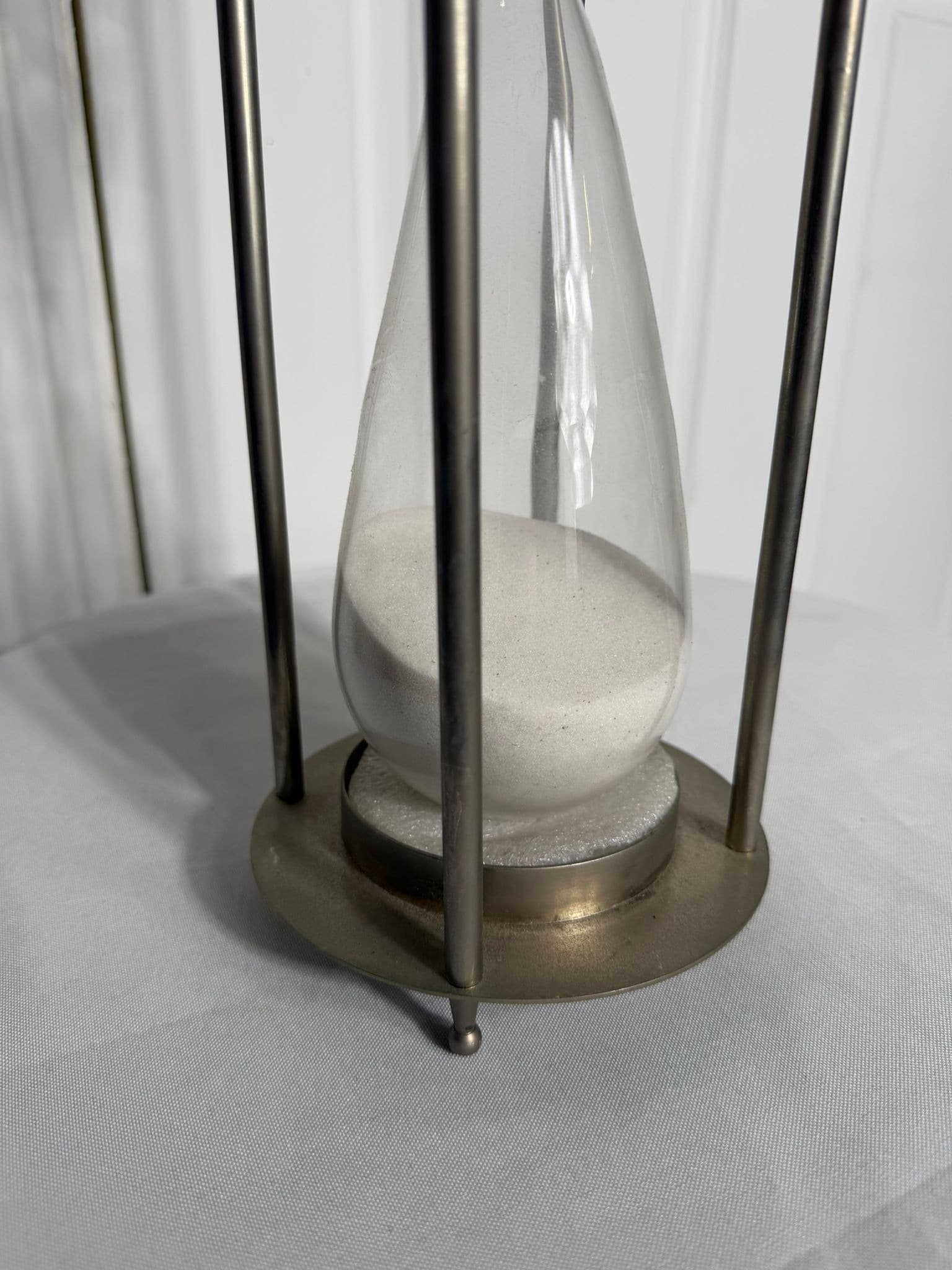 Large Decorative Hourglass - Brushed Metal Frame & White Sand 40cm — photo 3 of 7