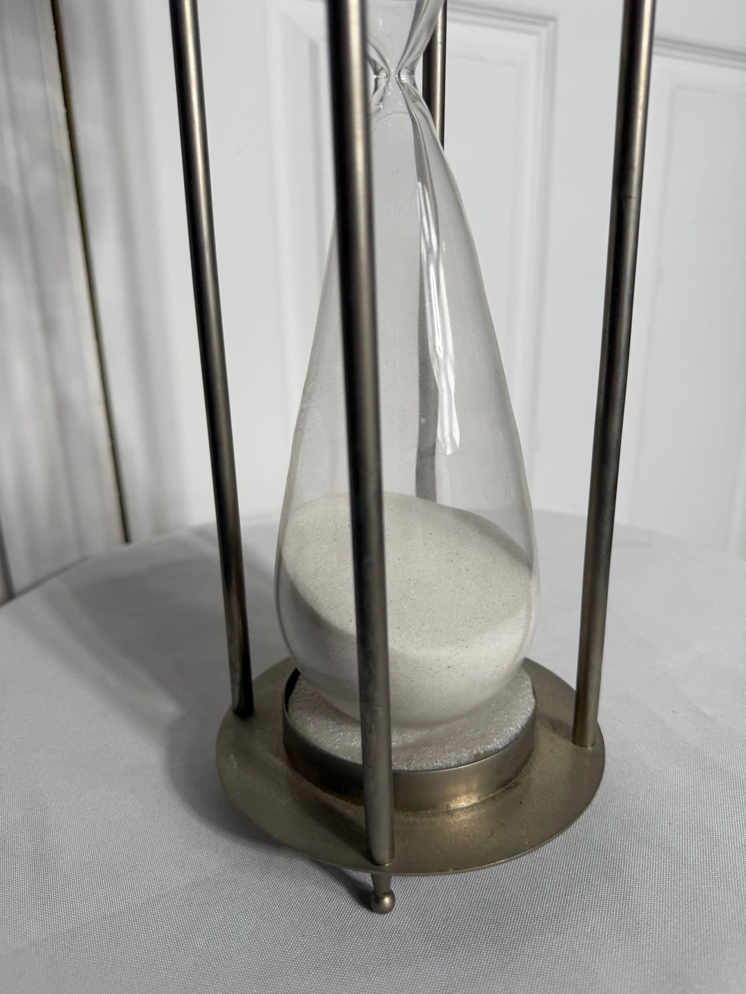 Large Decorative Hourglass - Brushed Metal Frame & White Sand 40cm — photo 4 of 7