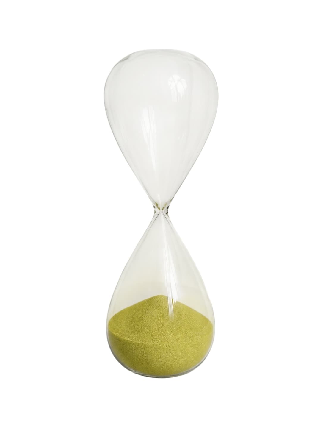 Large Modern Minimalist Glass Hourglass with Vibrant Green Sand — photo 1 of 7