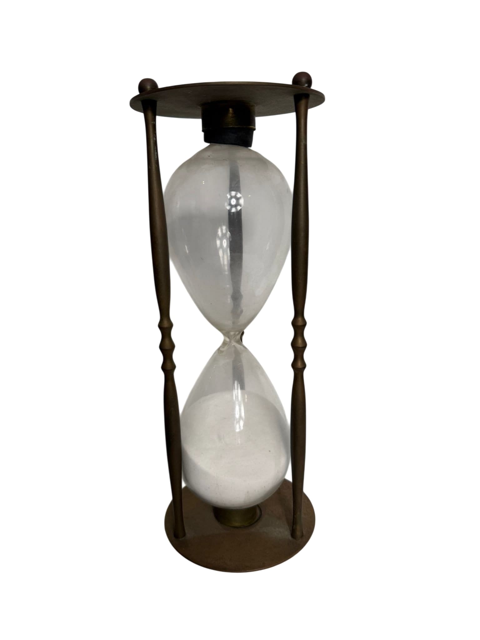Large Vintage Brass Hourglass Sand Timer - Decorative Desk Piece — photo 1 of 7
