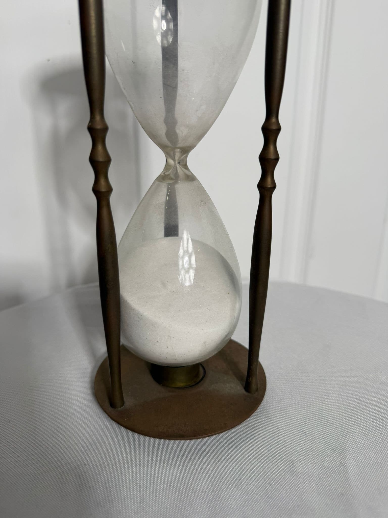 Large Vintage Brass Hourglass Sand Timer - Decorative Desk Piece — photo 3 of 7