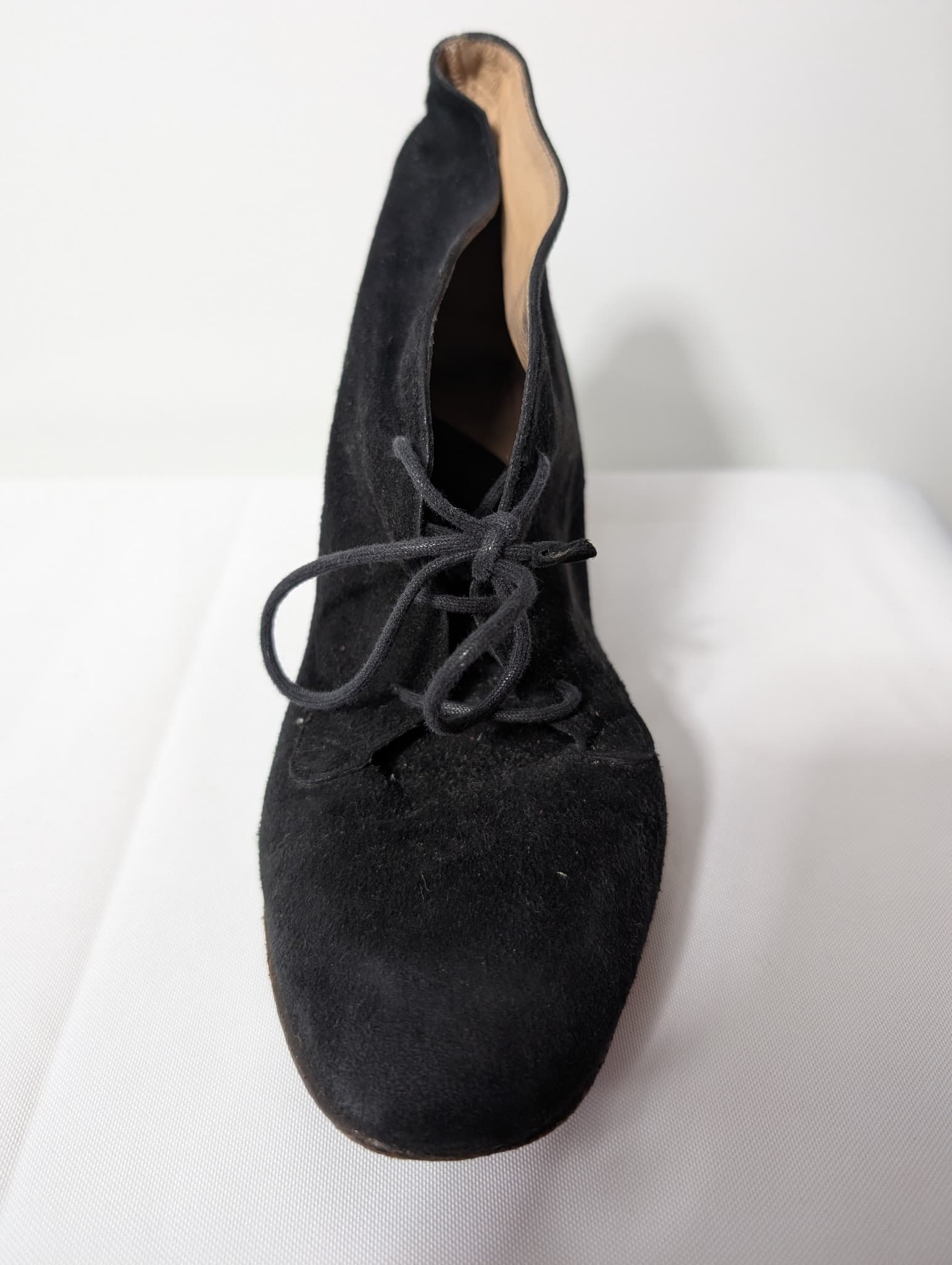 Laure Bassal Paris Vintage Suede Lace-Up Oxford Heels Black Size 6.5 — photo 3 of 9