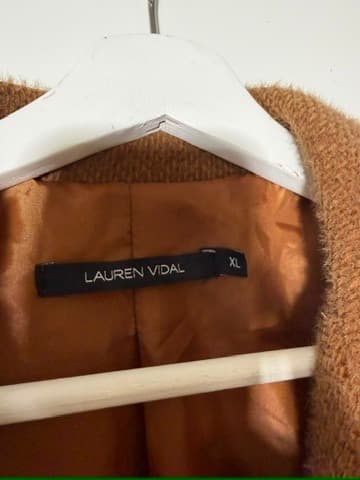 Lauren Vidal Billie Long Coat Camel Double-Breasted Teddy FR 44 — photo 4 of 7
