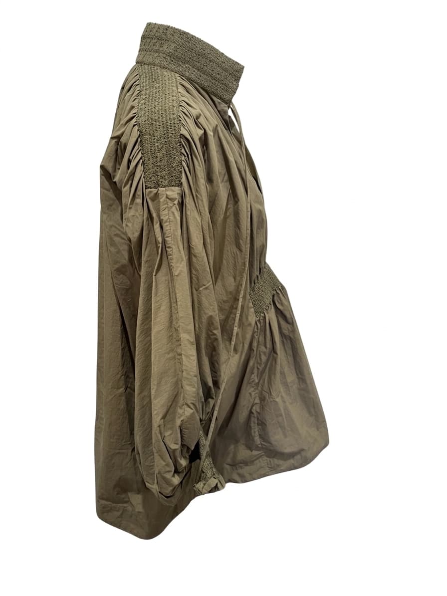 Lee Mathews Olive Green Smocked Waist Midi Dress — photo 2 of 8