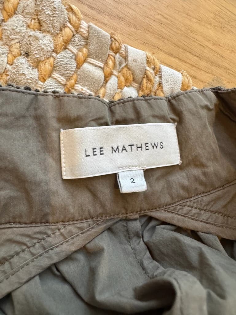 Lee Mathews Olive Green Smocked Waist Midi Dress — photo 4 of 8