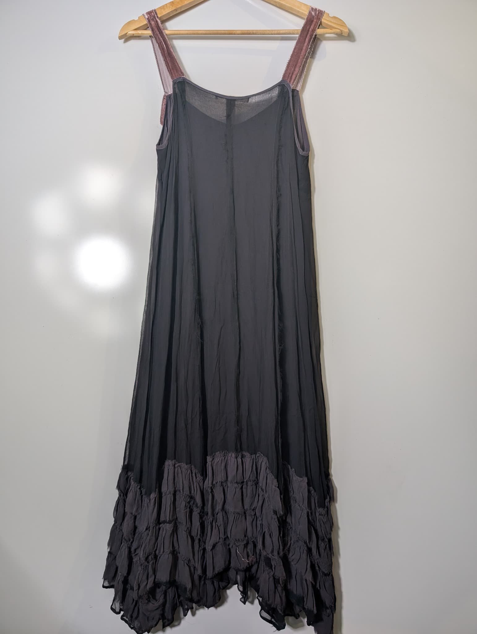 Lee Mathews Silk Chiffon Ruffle Hem Slip Dress Black Size 1 — photo 4 of 7