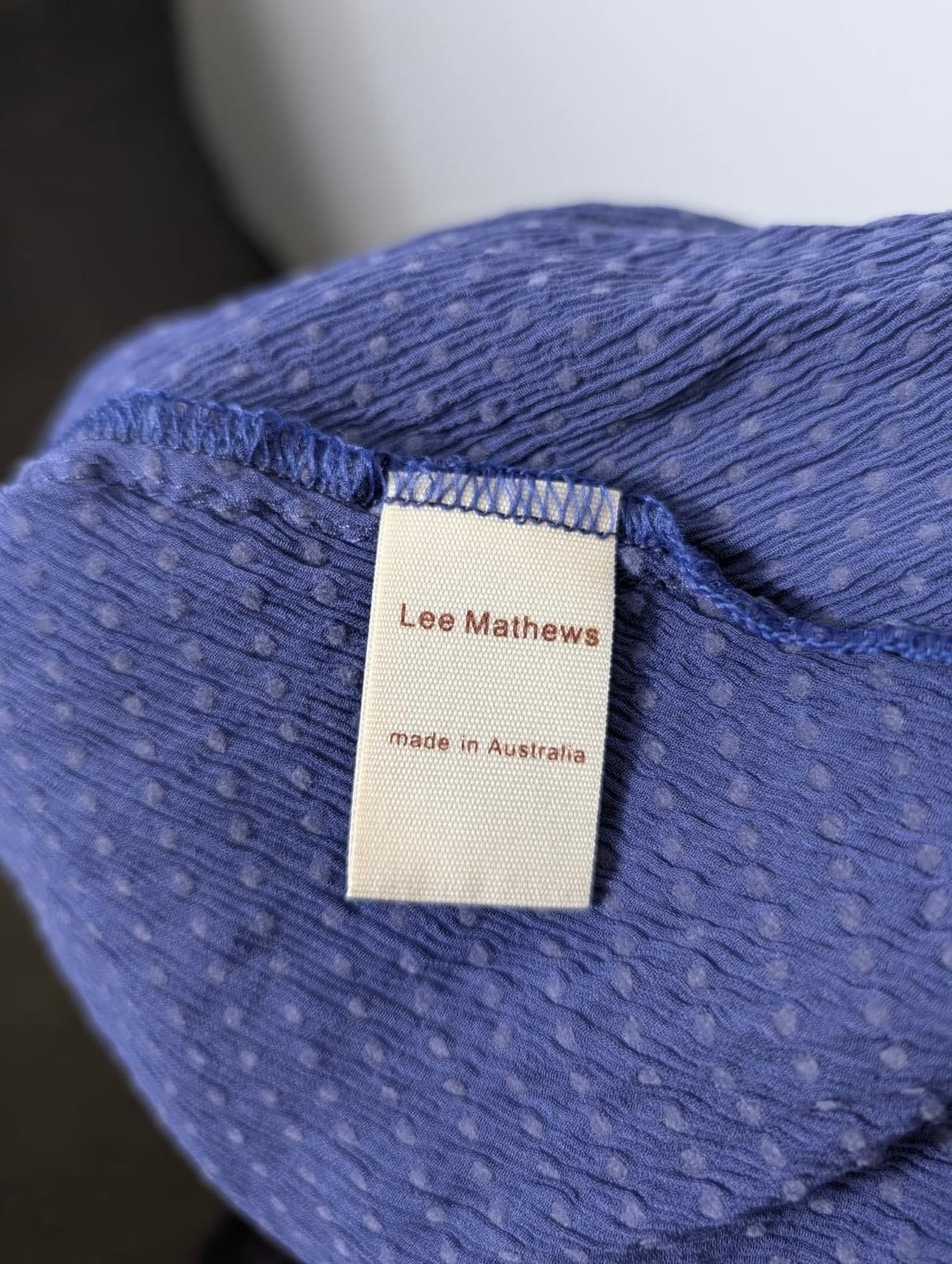 Lee Mathews Silk Swiss Dot Ruffle Midi Dress - Blue — photo 4 of 4