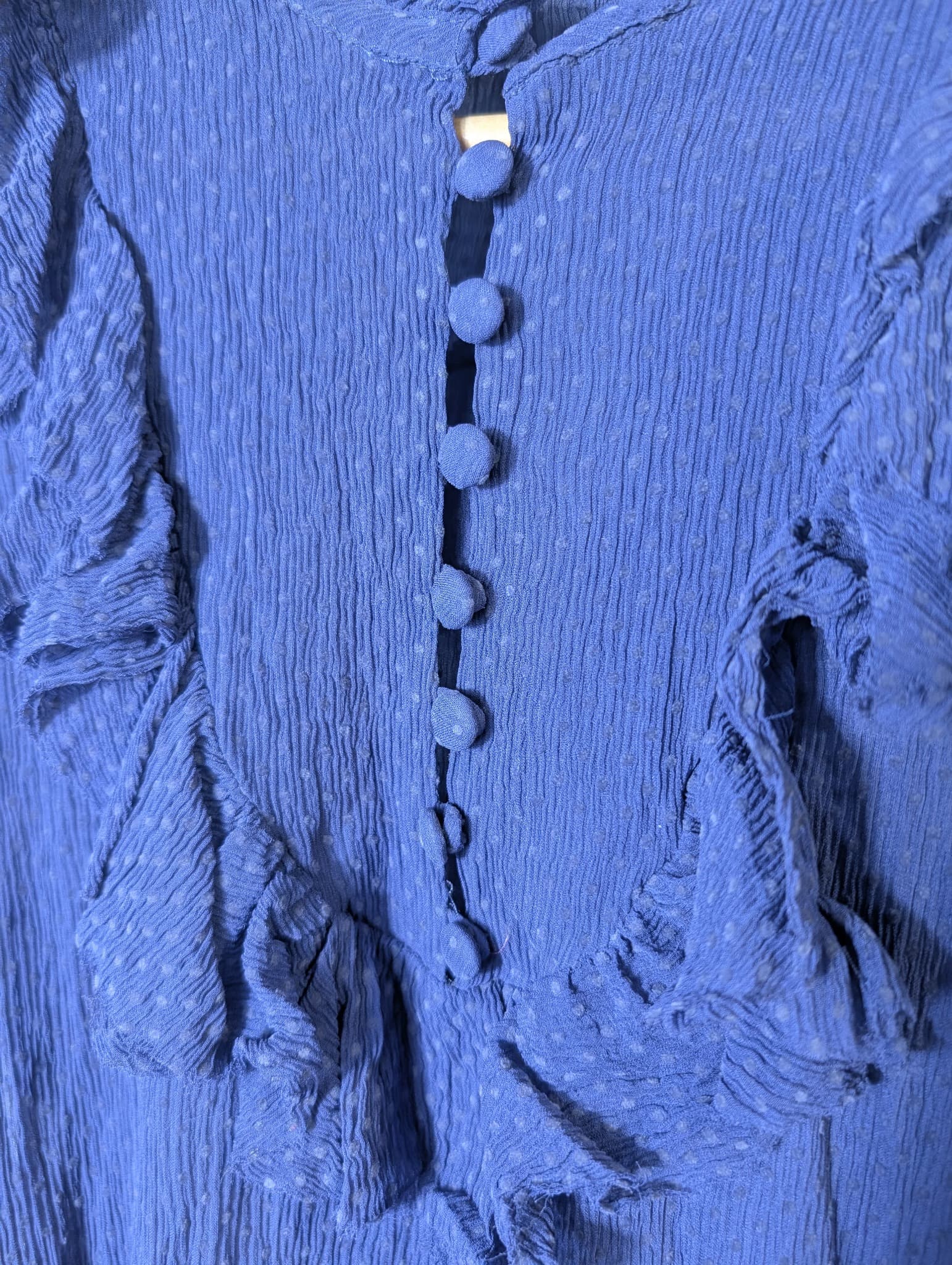 Lee Mathews Swiss Dot Ruffle Midi Dress Blue Size 1 — photo 2 of 7