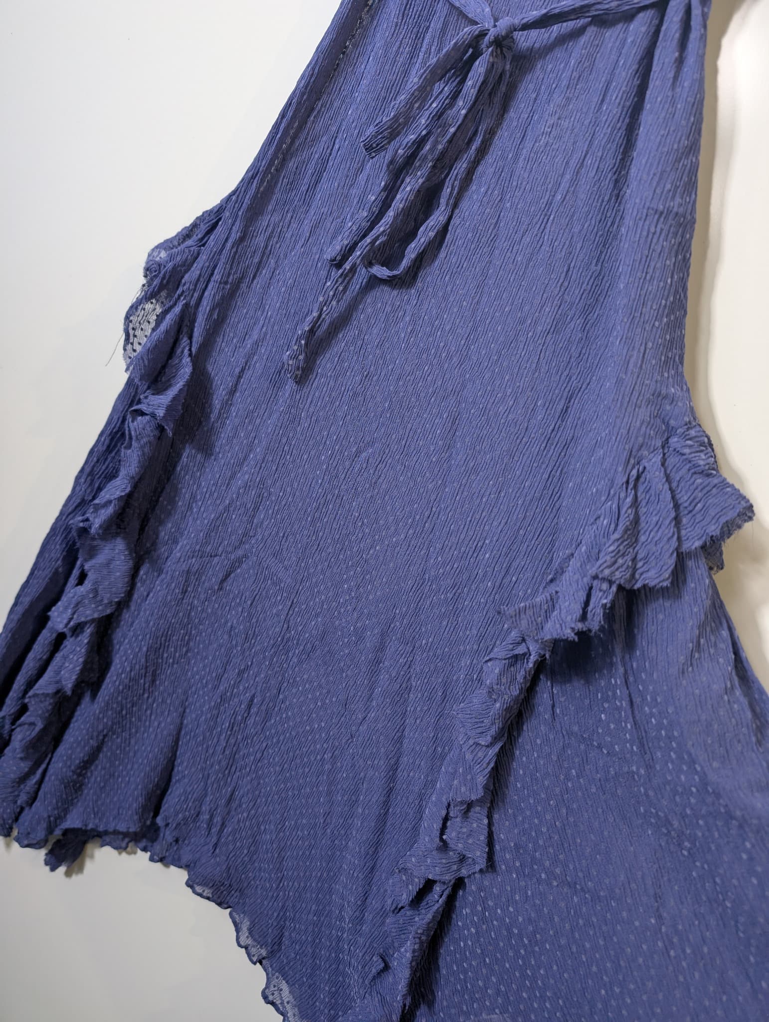 Lee Mathews Swiss Dot Ruffle Midi Dress Blue Size 1 — photo 3 of 7