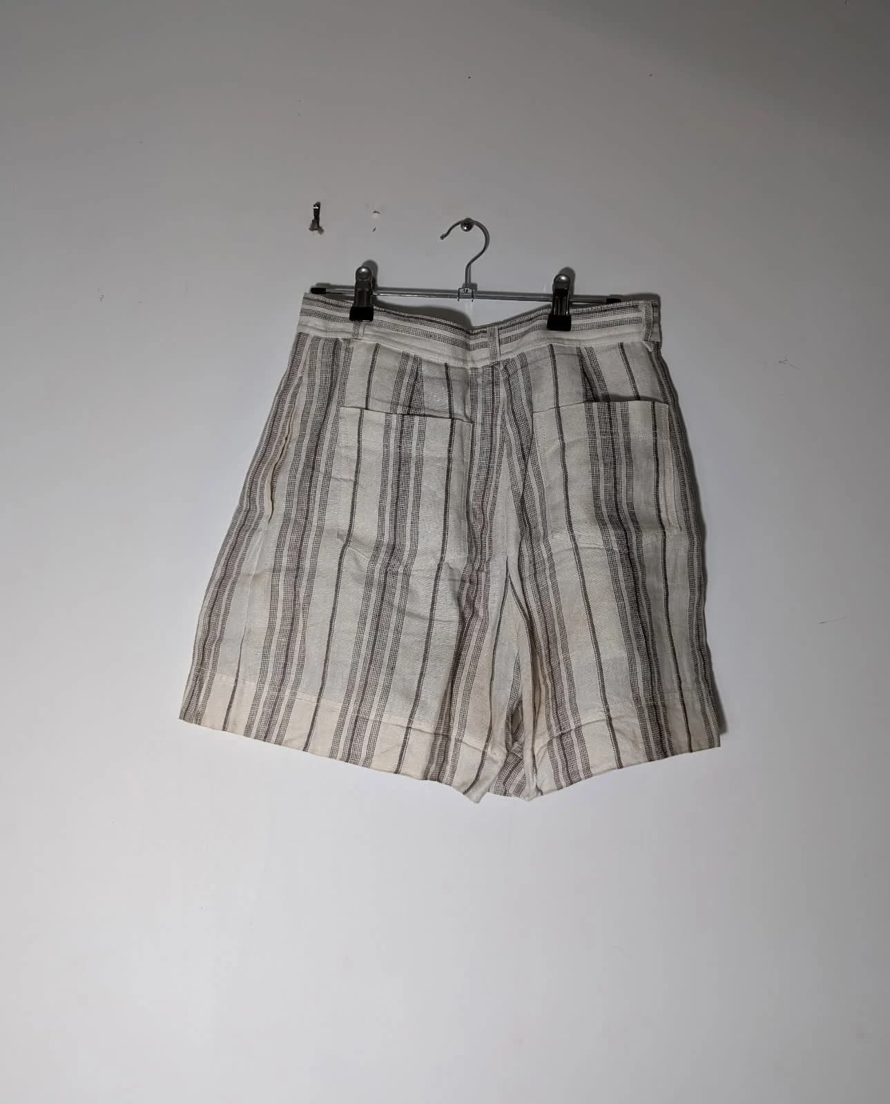 Lee Mathews Women's High-Waisted Striped Linen Shorts — photo 4 of 7