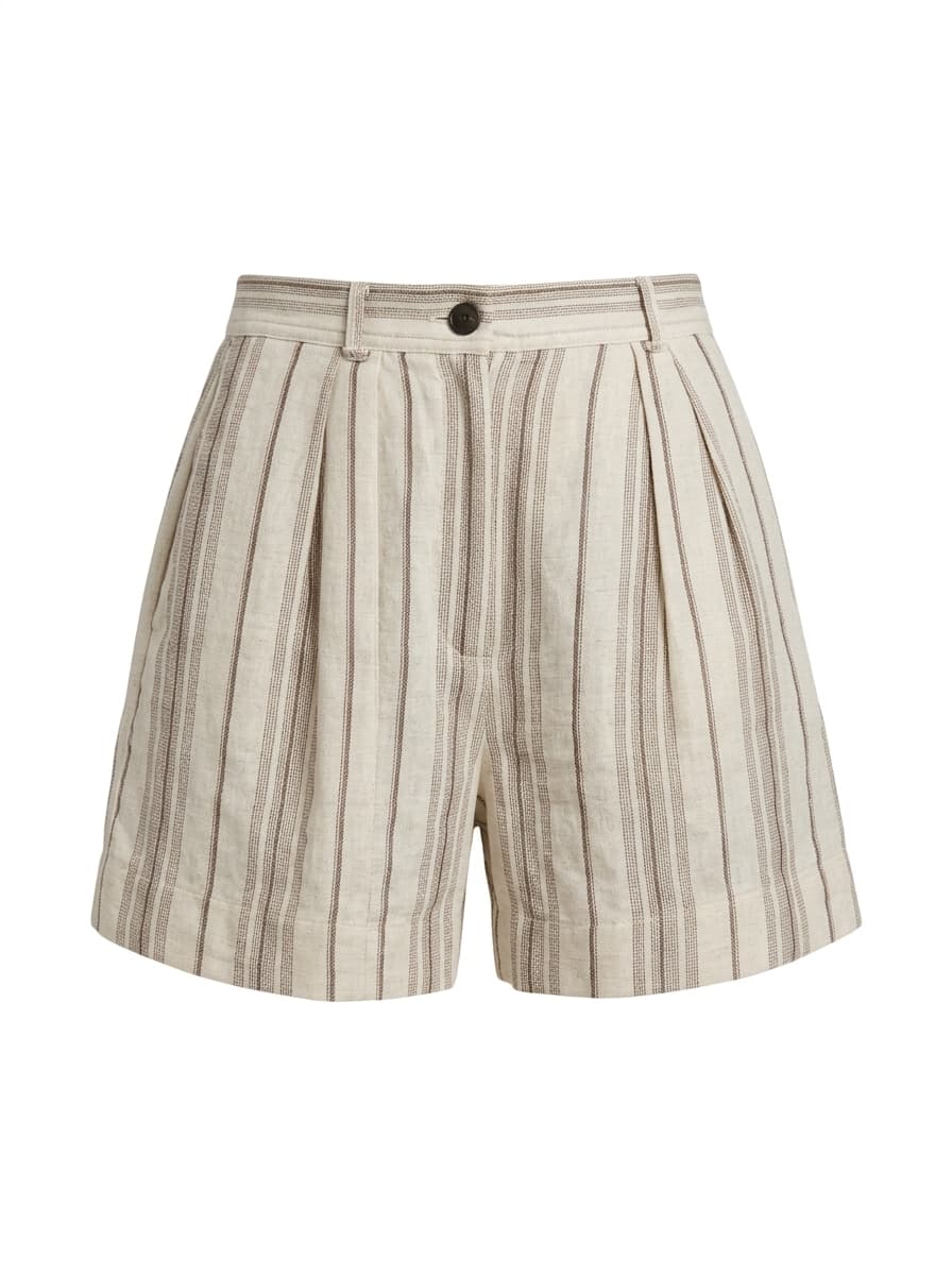 Lee Mathews Women's High-Waisted Striped Linen Shorts — photo 1 of 7