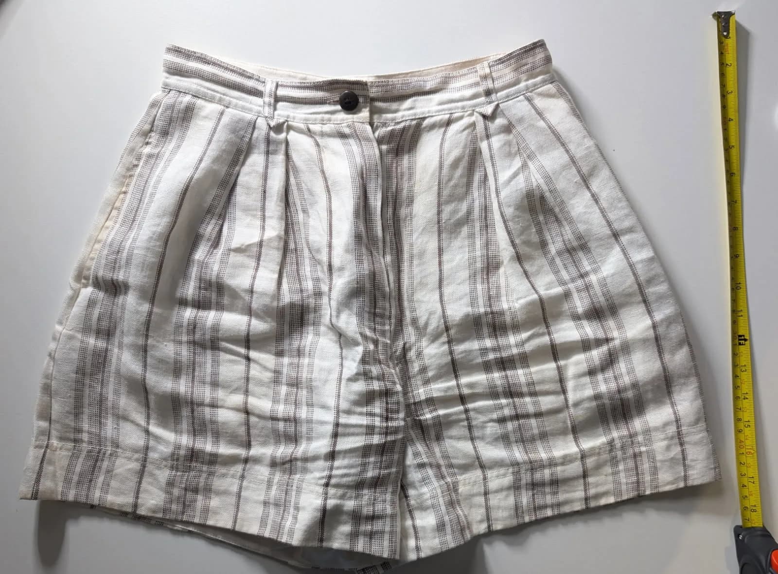 Lee Mathews Women's High-Waisted Striped Linen Shorts — photo 2 of 7
