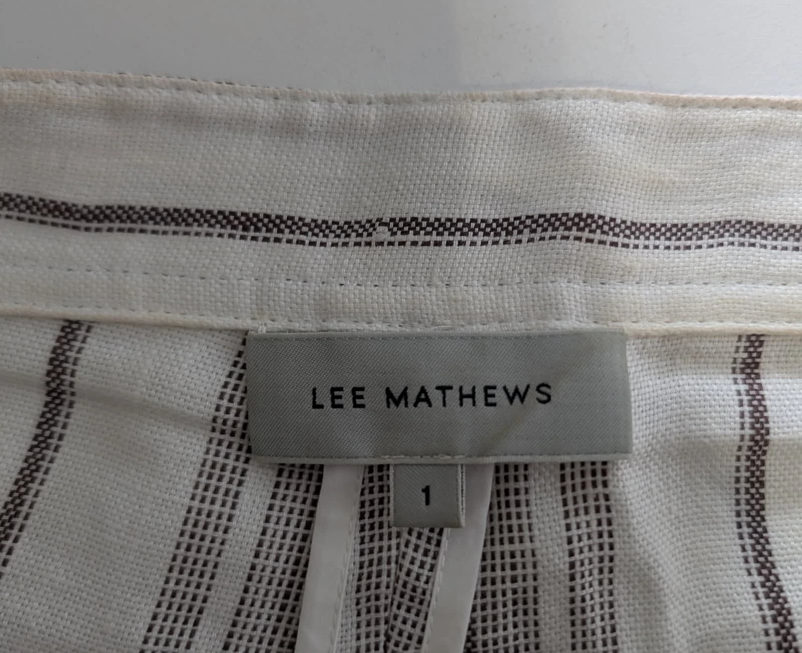 Lee Mathews Women's High-Waisted Striped Linen Shorts — photo 6 of 7