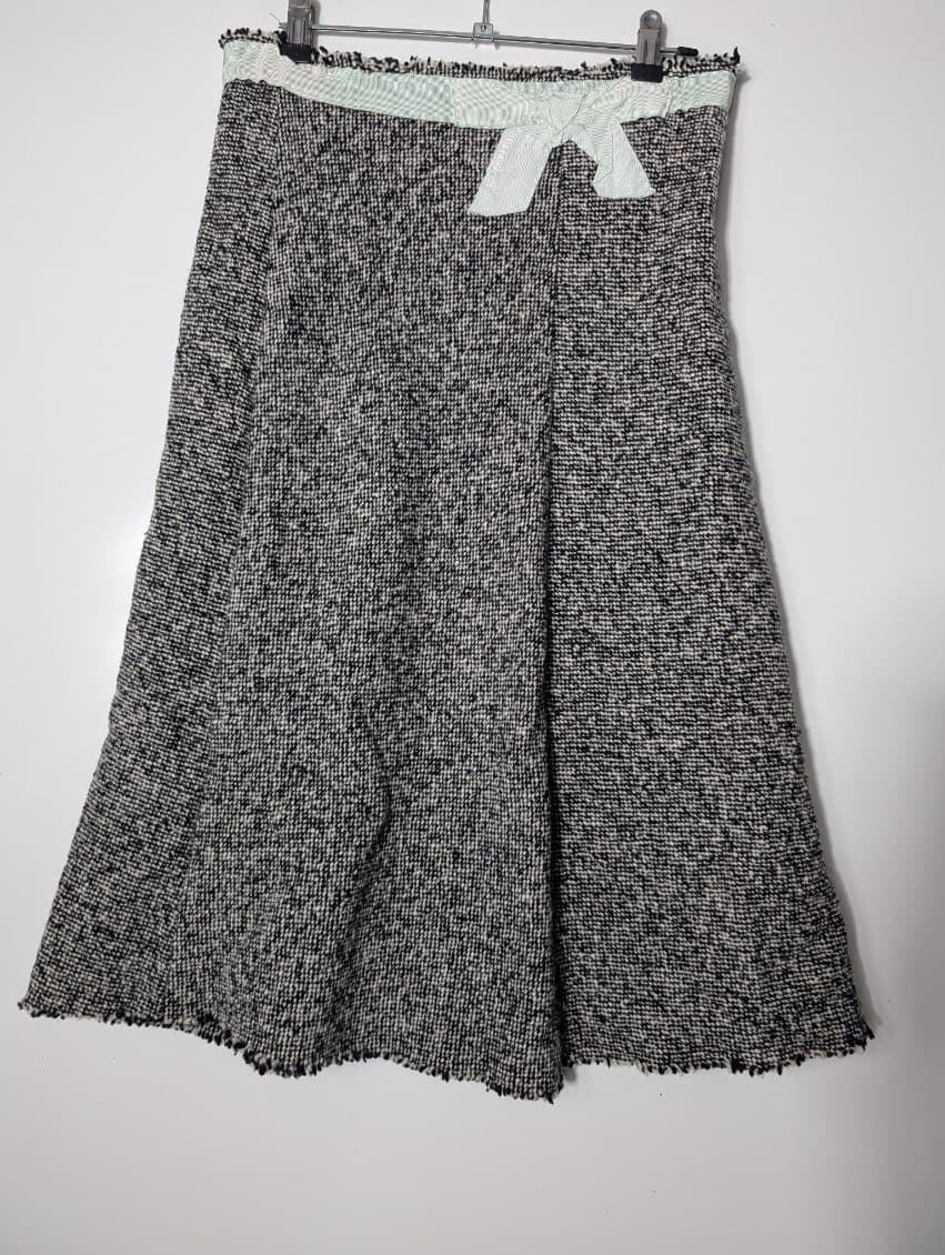 Lee Mathews Wool Tweed A-Line Skirt with Grosgrain Waistband — photo 1 of 7