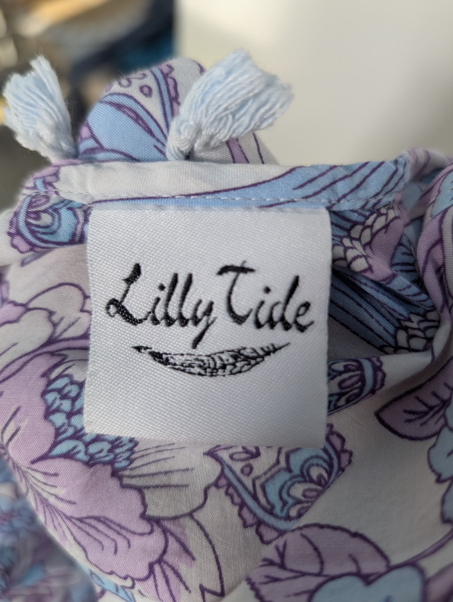 Lilly Tide Crane Print Mini Dress Blue Purple One Size — photo 6 of 7