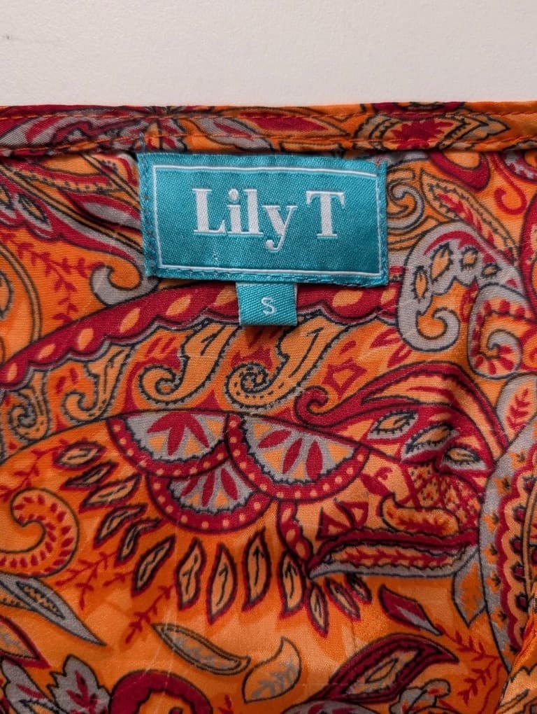 Lily T Boho Paisley Print Tassel Sleeve Mini Dress Size S — photo 2 of 5