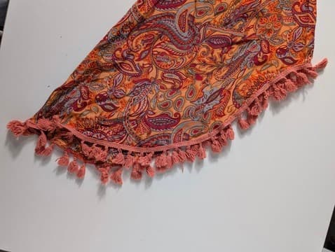 Lily T Paisley Print Blouse - Boho Silk Blend Tassel Detail Top Small — photo 6 of 6