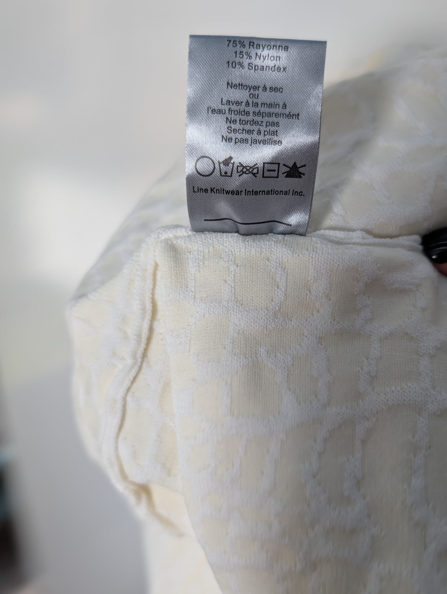 Line Textured V-Neck Fit and Flare Dress White Size M — photo 10 of 10