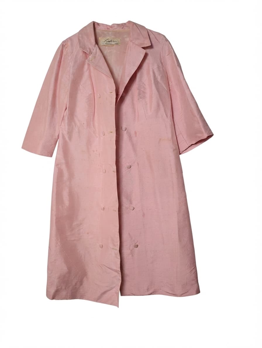 Lintern Vintage Silk Shantung Double-Breasted Coat Pink Size 14 — photo 1 of 9