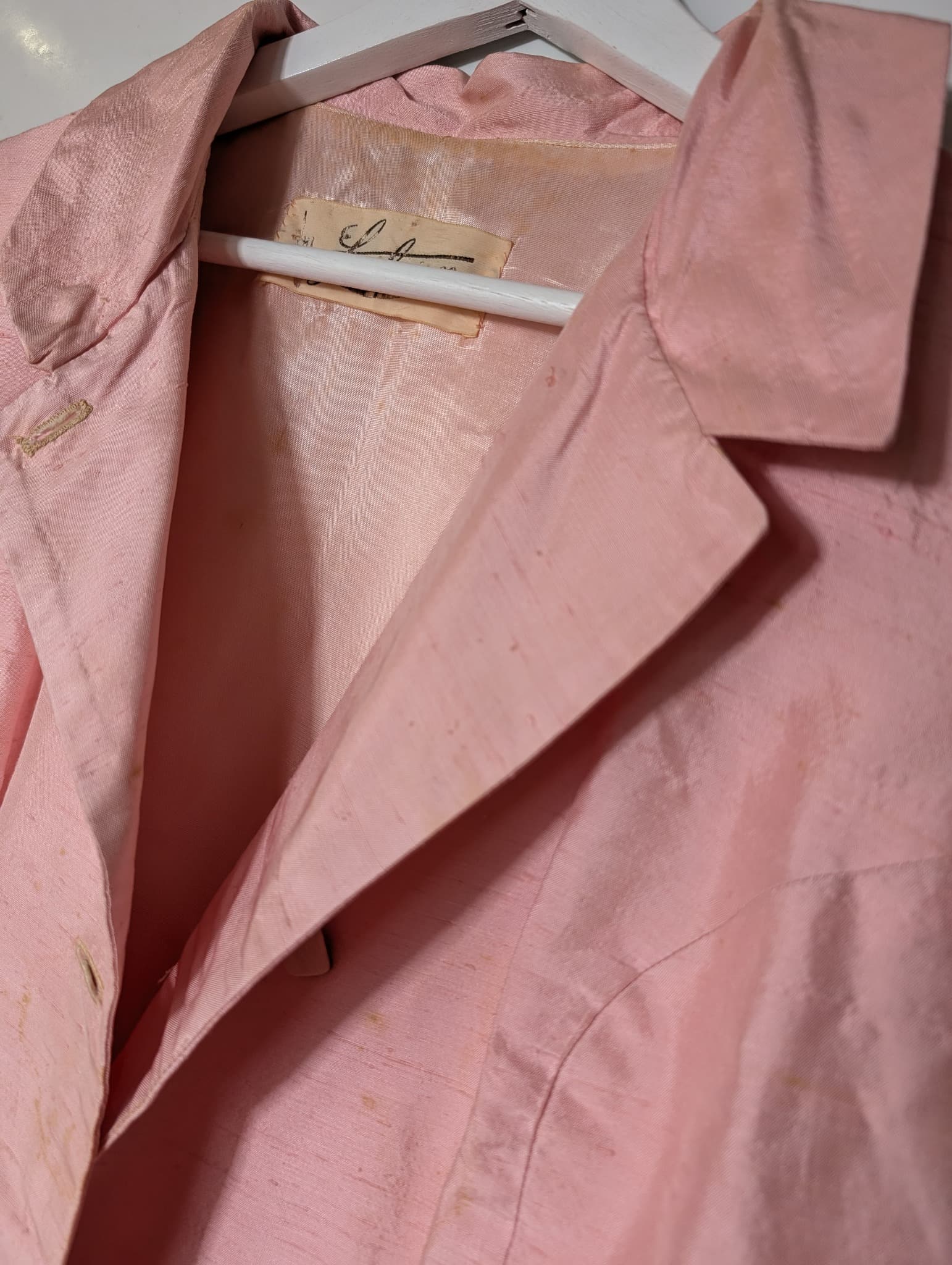 Lintern Vintage Silk Shantung Double-Breasted Coat Pink Size 14 — photo 3 of 9