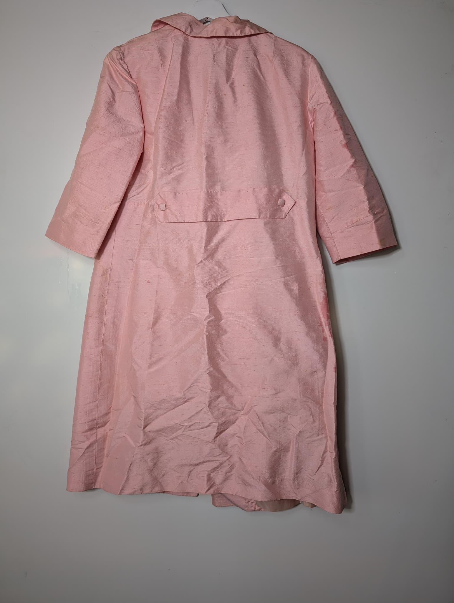 Lintern Vintage Silk Shantung Double-Breasted Coat Pink Size 14 — photo 5 of 9