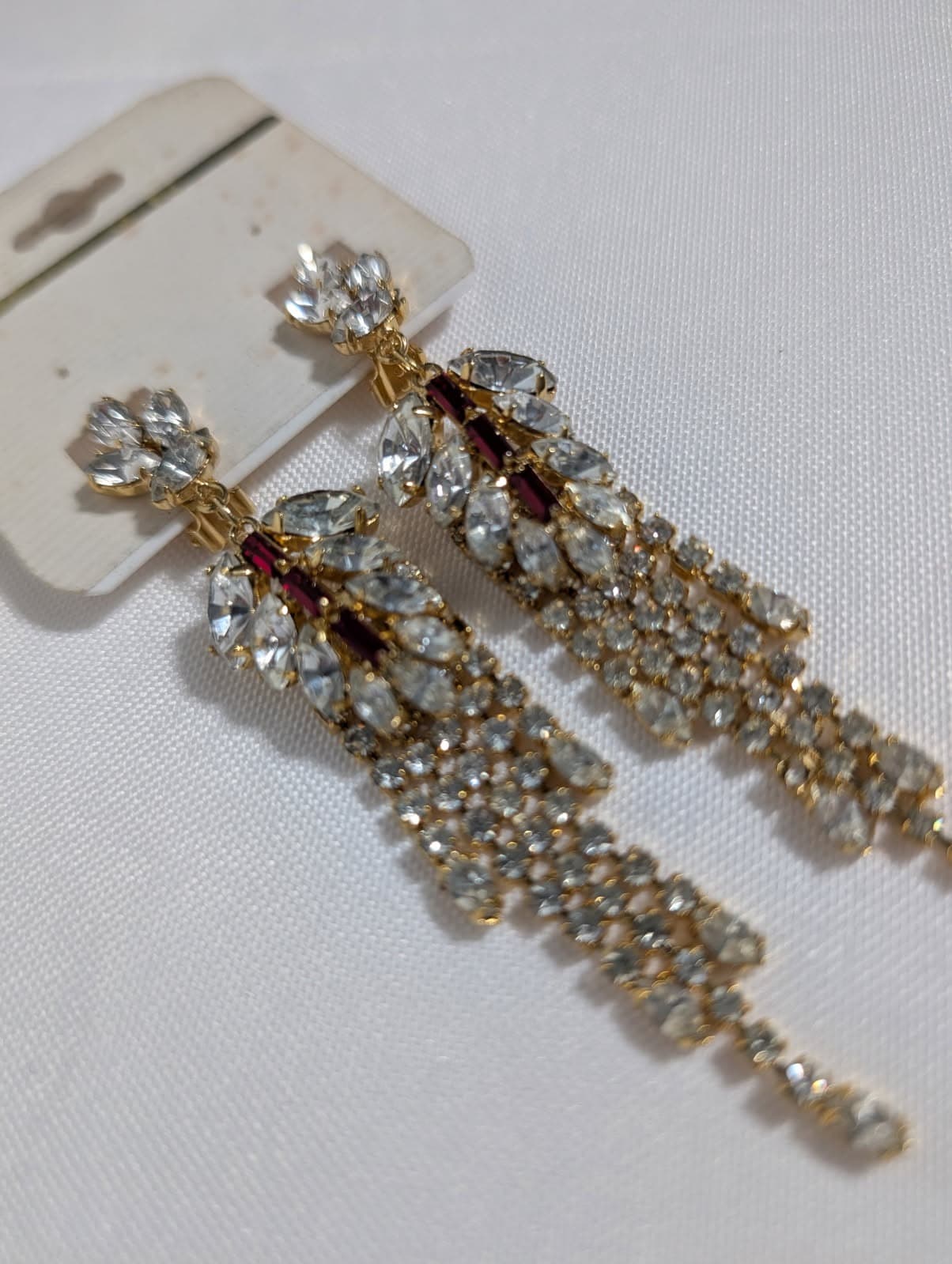 Lio Gold-Tone Crystal and Red Stone Dangle Earrings — photo 5 of 5