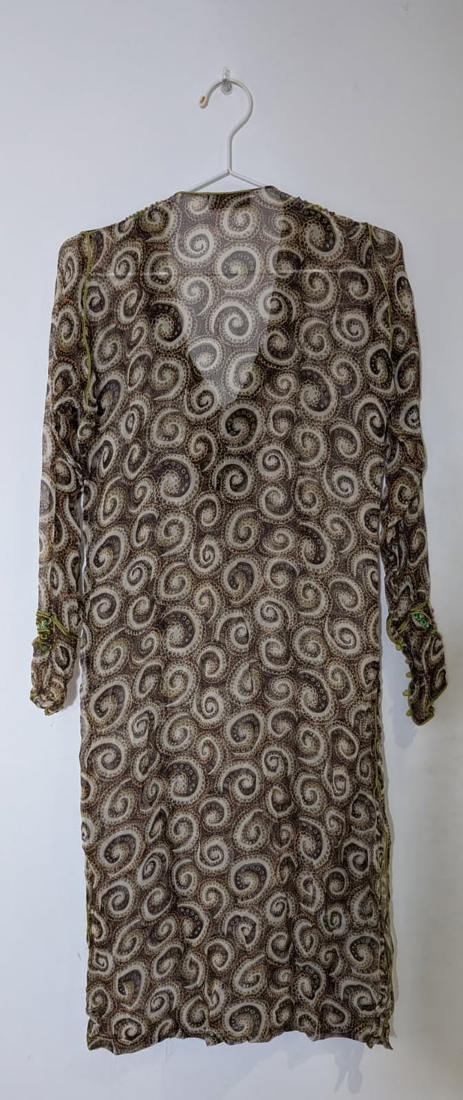 Lizabruce London Sheer Beaded Tunic Cover-up - Brown & Green — photo 2 of 3