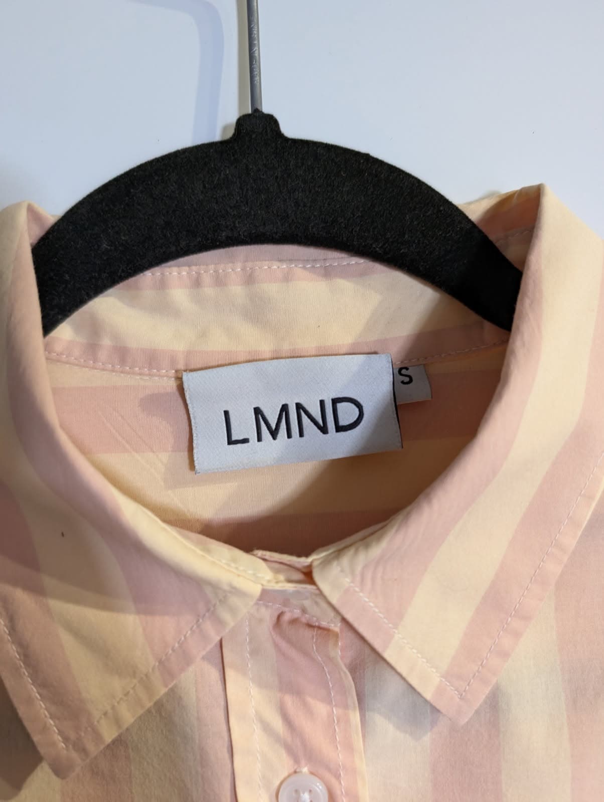 LMND The Boyfriend Shirt Striped Cotton Button-Down Peach Yellow Size S — photo 2 of 10