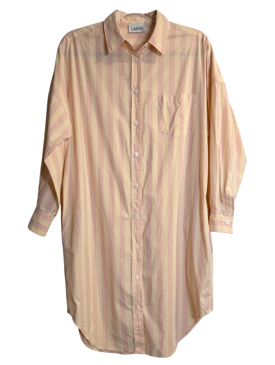 LMND The Boyfriend Shirt Striped Cotton Button-Down Peach Yellow Size S — photo 1 of 10