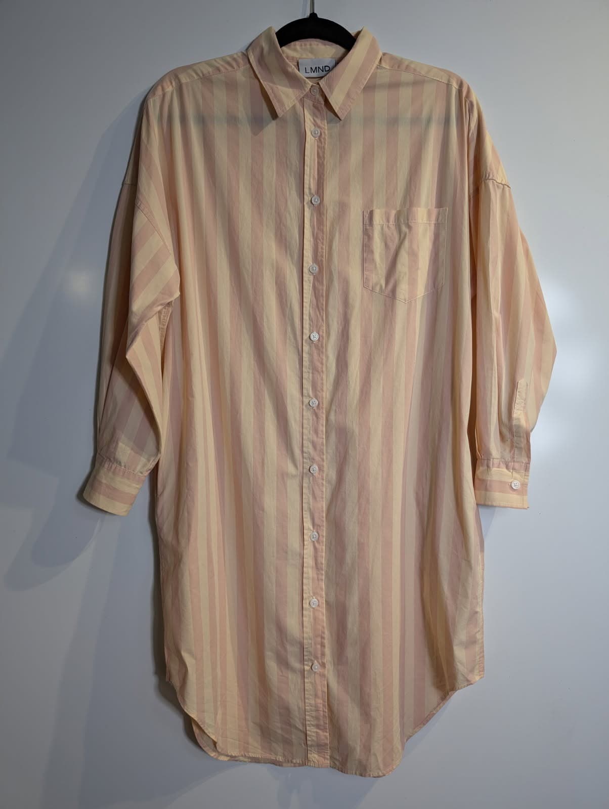 LMND The Boyfriend Shirt Striped Cotton Button-Down Peach Yellow Size S — photo 3 of 10