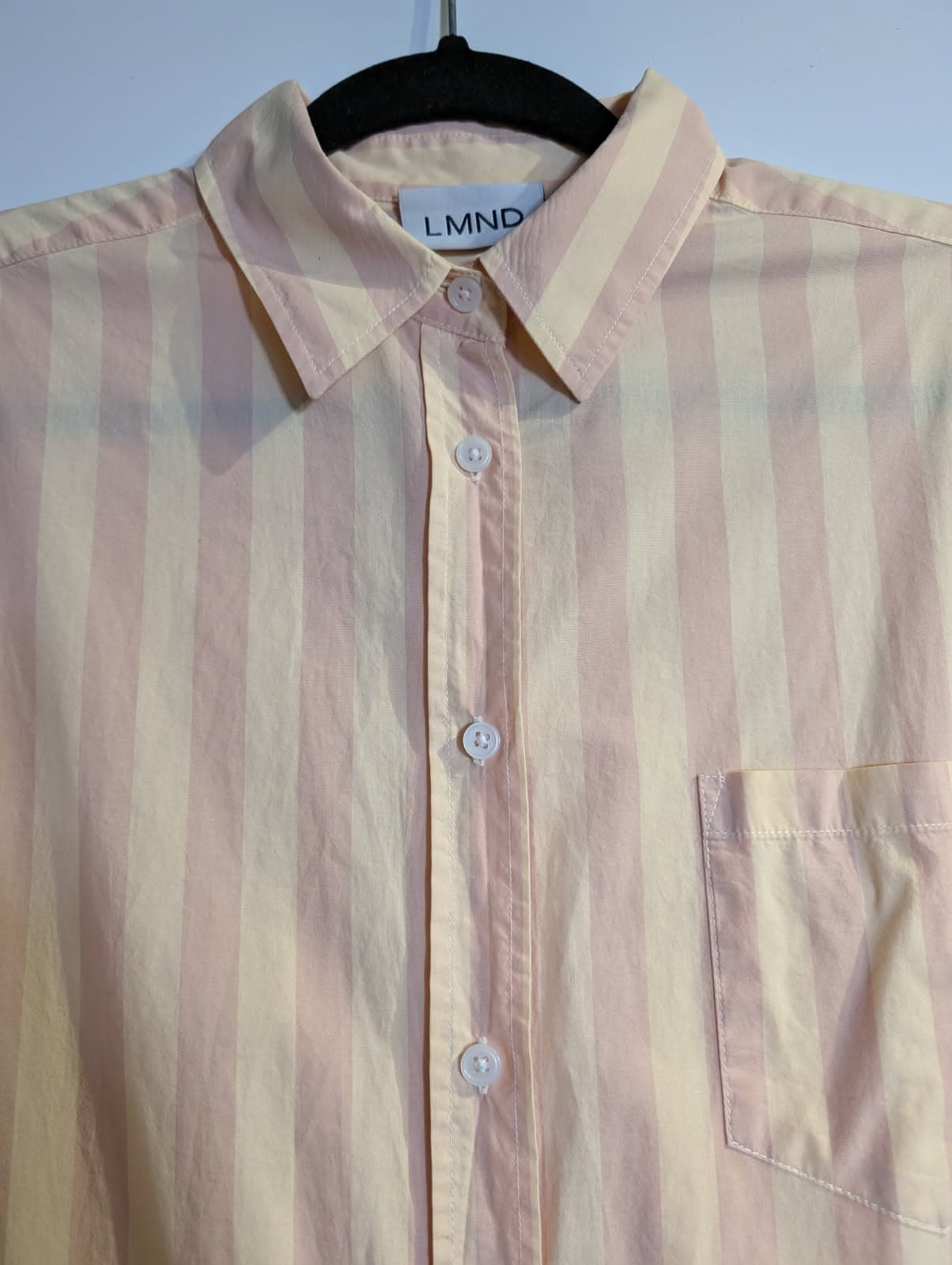 LMND The Boyfriend Shirt Striped Cotton Button-Down Peach Yellow Size S — photo 6 of 10