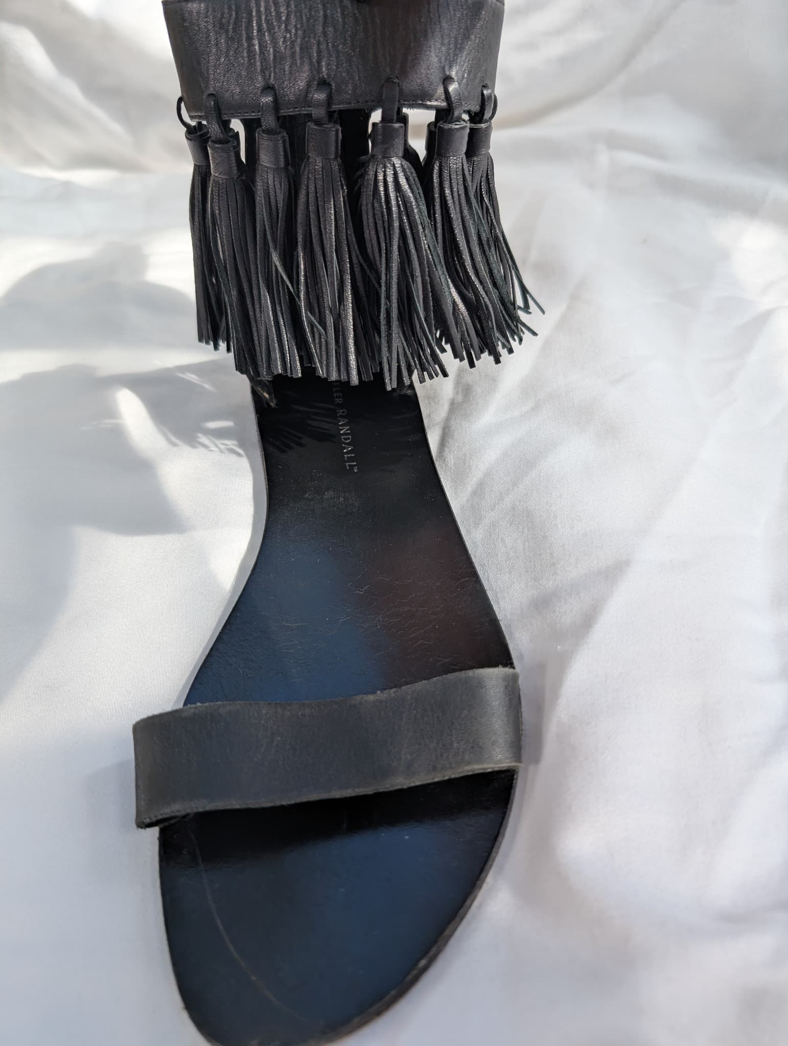 Loeffler Randall Leather Fringe Ankle Sandals Black — photo 2 of 10