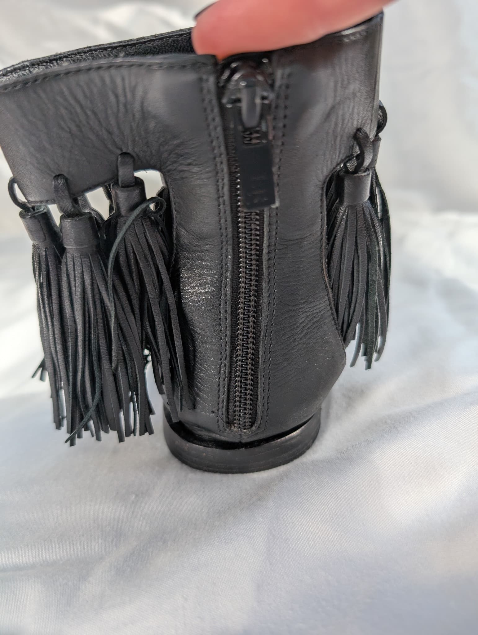 Loeffler Randall Leather Fringe Ankle Sandals Black — photo 4 of 10