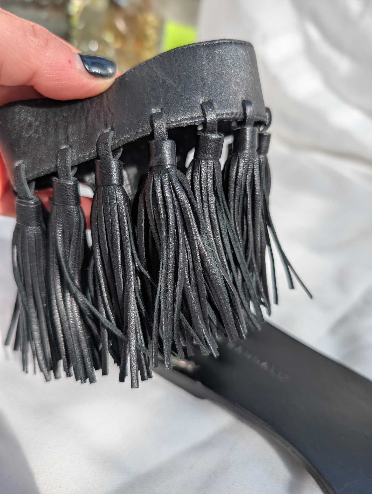 Loeffler Randall Leather Fringe Ankle Sandals Black — photo 6 of 10
