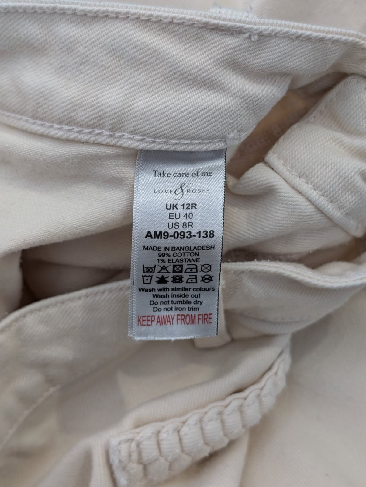 Love & Roses Cream Denim Jeans - Size UK 12 / US 8 — photo 4 of 9